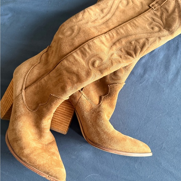 Steve Madden Lasso Suede Western Over-the-Knee Boots in Tan Size 8 - Picture 4 of 10